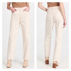 Triarchy NWT 32 Ms. Klieo High Rise‎ Cargo Baggy Jeans Cream White